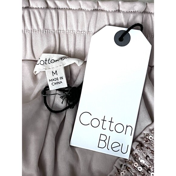 Cotton Bleu Women Gold Sequin Shorts Stretchy Waist lined Size Medium - Picture 9 of 10